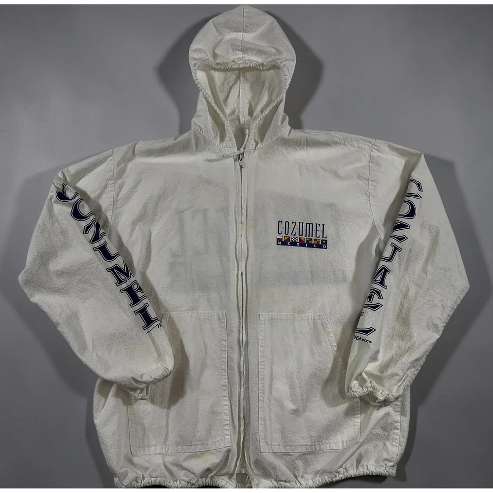 Cozumel Mexico Windbreaker Hoodie Mens White Good Nautical Graphic